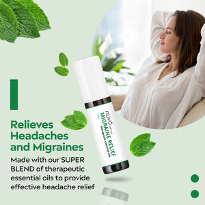 Migraine Relief Roll-On, Made with Peppermint, Lavender, Eucalyptus, & Other Aromatherapy Essential Oils, for Headaches, Body Pain, and Sore Muscles