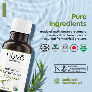Organic Rosemary Oil for Hair Growth - Pure Rosemary Oil 30ml - Use for Hair Skin and Nails - Rosemary Essential Oils for Diffusers